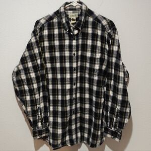 Vintage L.L. Bean Barn Flannel Shirt Shacket Large Button Down Collared Cotton